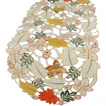 Xia Home Fashions 0.1 in. x 15 in. x 70 in. Harvest Splendor Embroidered Cutwork Fall Table Runner