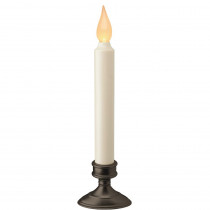Xodus Innovations 9 in. Aged Bronze Amber LED Window Candle with Ivory Stick and Base (2-Pack)