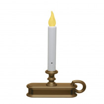 Xodus Innovations 9 in. Antique Brass Amber LED Battery Operated Candle with Base