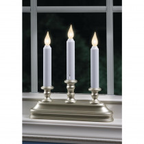 Xodus Innovations 10.25 in. Warm White LED Battery Operated Candle with Pewter  Candelabra